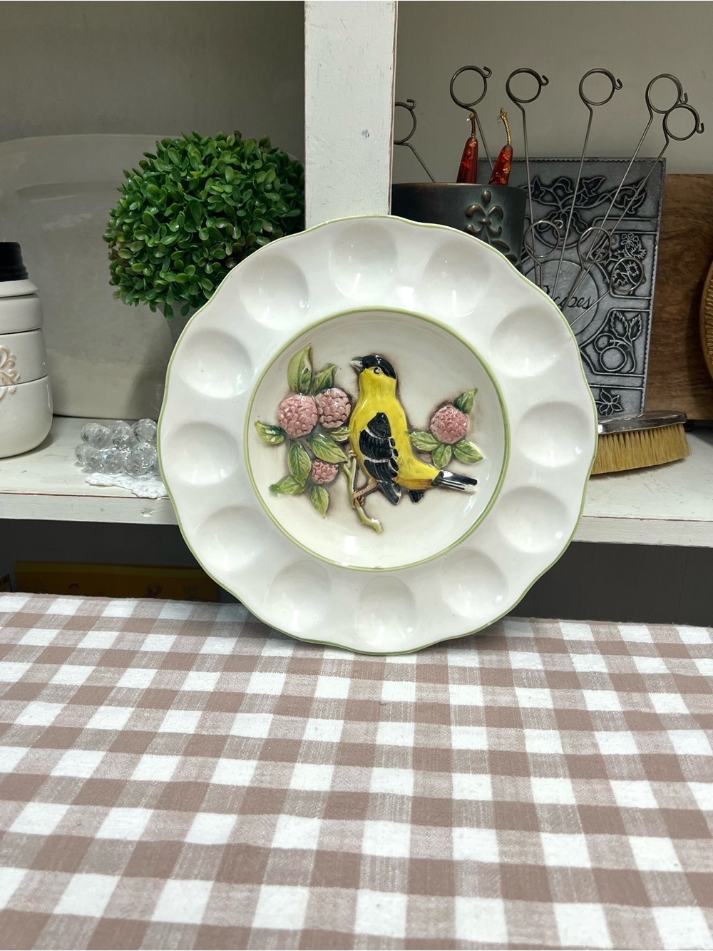 Vintage egg plate ceramic grandma core